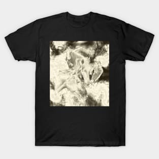 Horses and surreal mist in silver and white T-Shirt